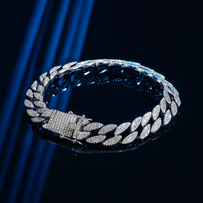 Men's Silver Cuban Link Moissanite Bracelet