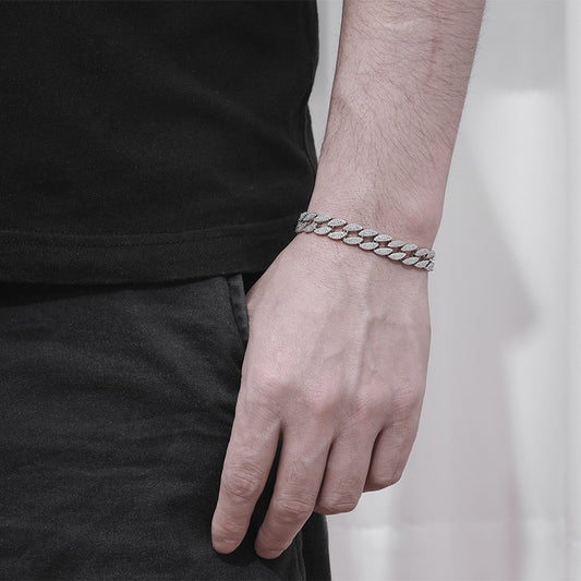 Men's Silver Cuban Link Moissanite Bracelet