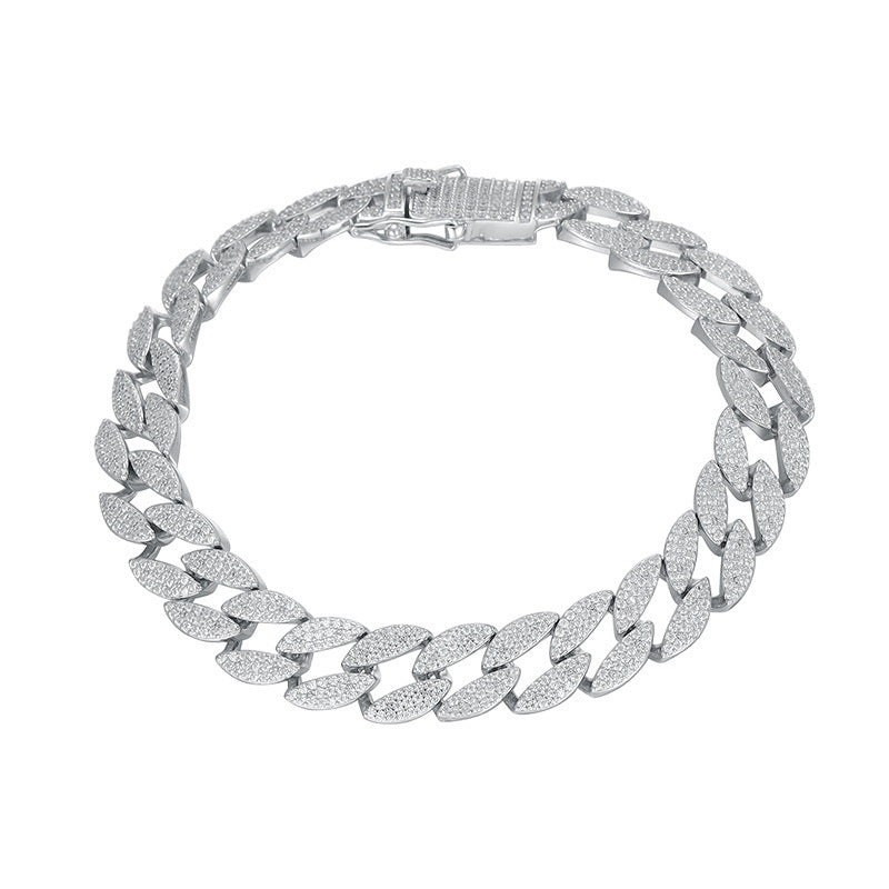 Men's Silver Cuban Link Moissanite Bracelet