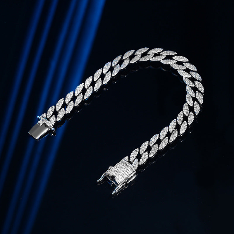 Men's Silver Cuban Link Moissanite Bracelet