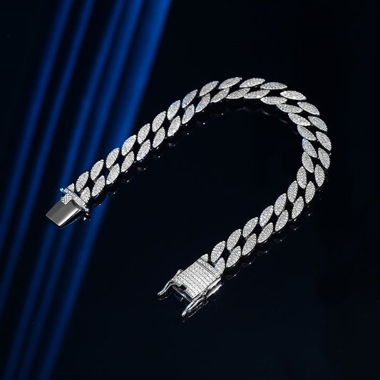 Men's Silver Cuban Link Moissanite Bracelet